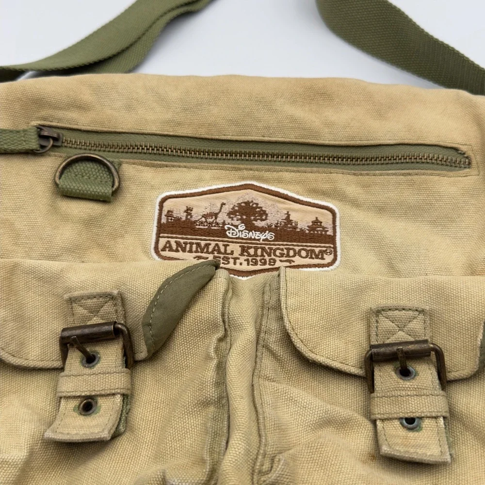 Disney Animal Kingdom Messenger Bag Khaki Canvas Crossbody Safari Field Bag 1998